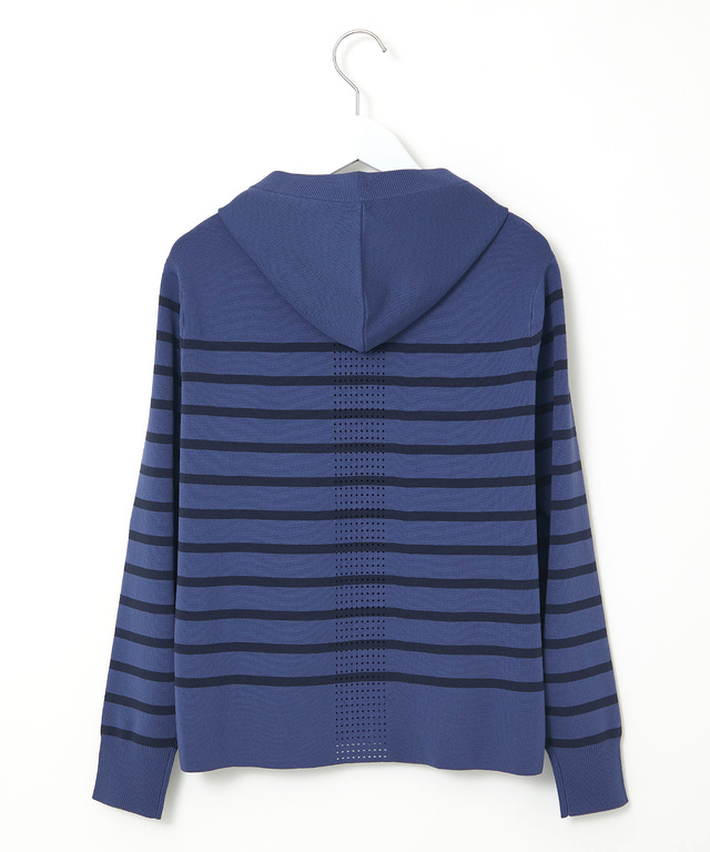 ボーダー柄 ジップアップ ニットパーカー