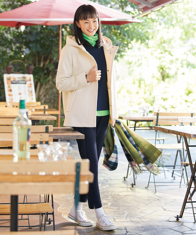 ウールライク フード付き コート
