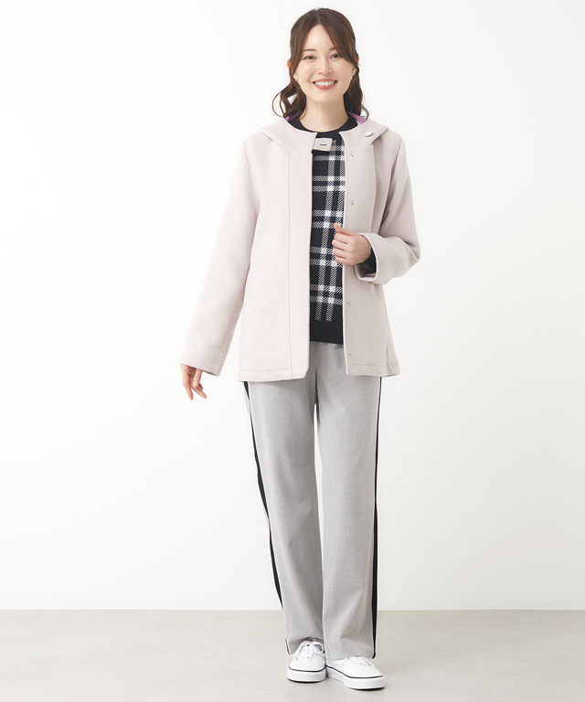 ウールブレンド フーデッド コート