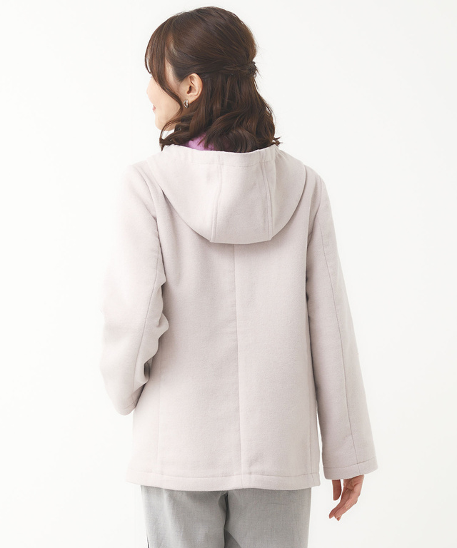 ウールブレンド フーデッド コート