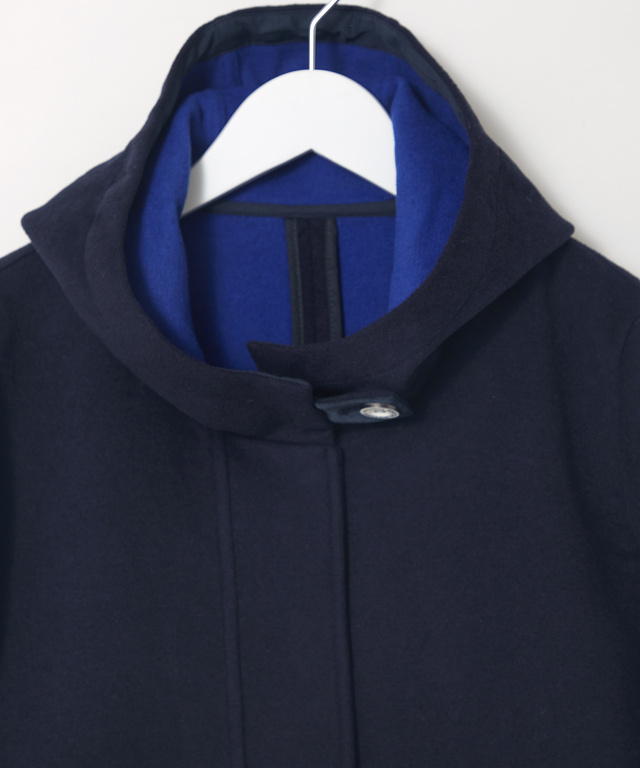 ウールブレンド フーデッド コート