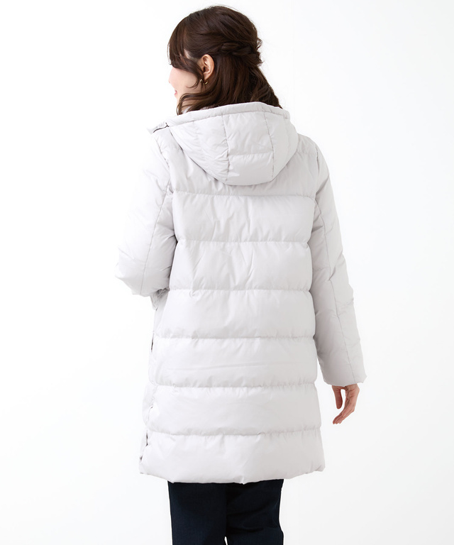 ドットボタンデザイン ロング ダウン【撥水加工】