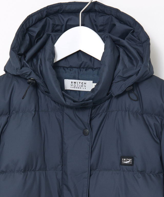 ドットボタンデザイン ロング ダウン【撥水加工】