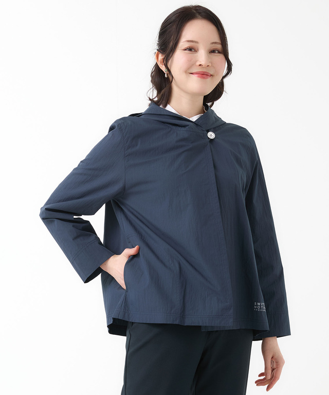 フロントボタン フーデッドジャケット【手洗いOK】