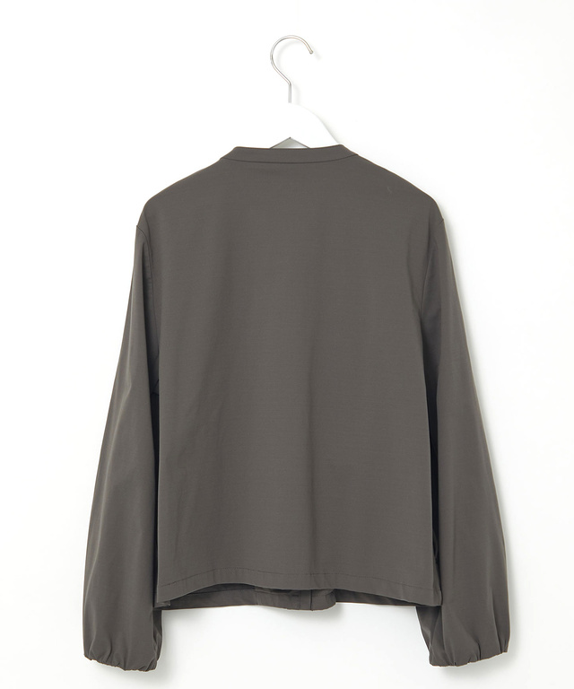 ギャザーデザイン ノーカラー ブルゾン【手洗いOK】