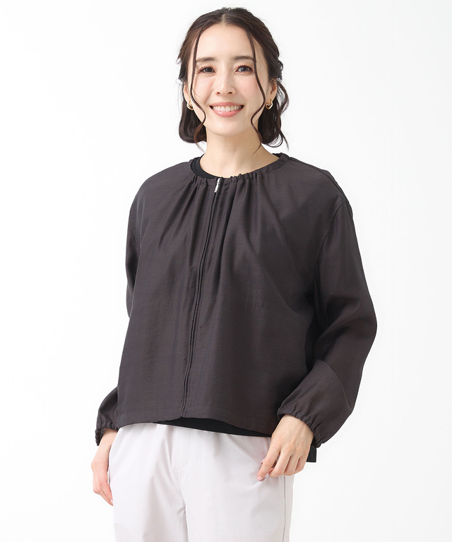 ギャザーデザイン シアーブルゾン【手洗いOK】