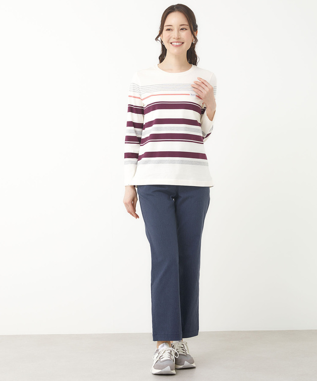 ウエストロゴ デニムライク ストレート パンツ