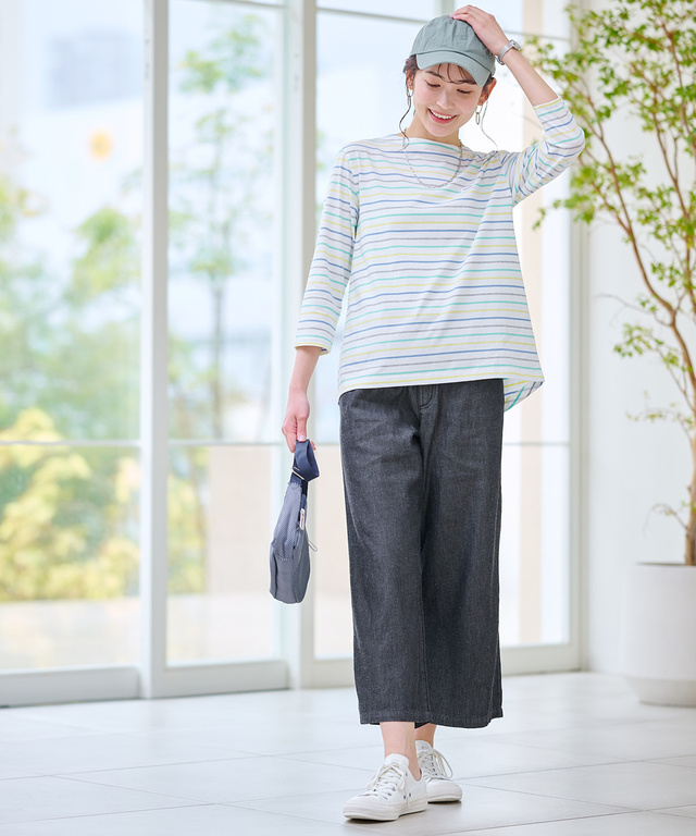 セミワイド クロップド ライト デニム