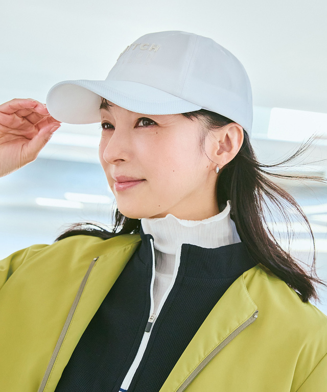 メッシュ切り替え ロゴ刺繍 キャップ